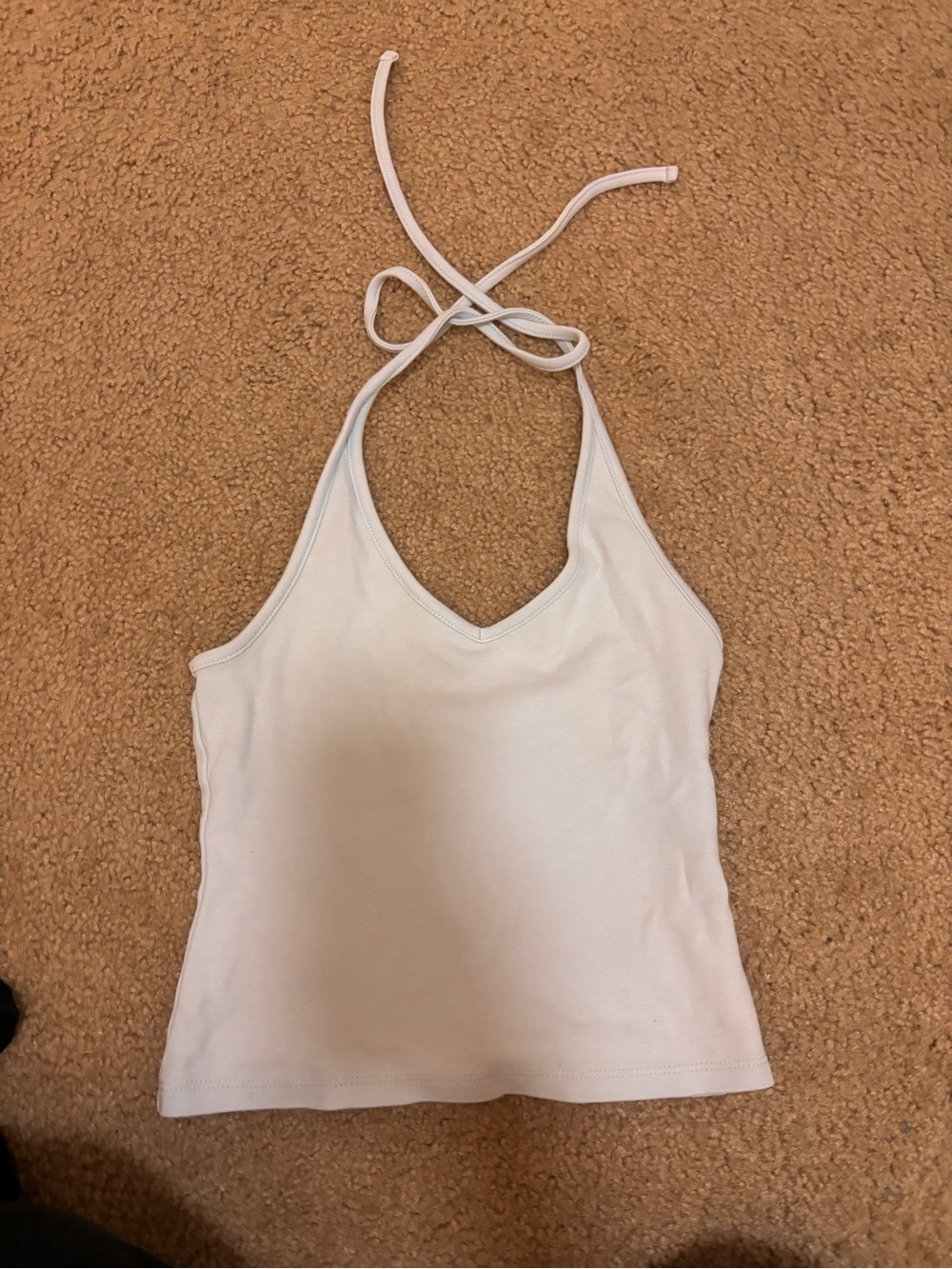 Light Blue Halter V-Neck Women's Tank Top